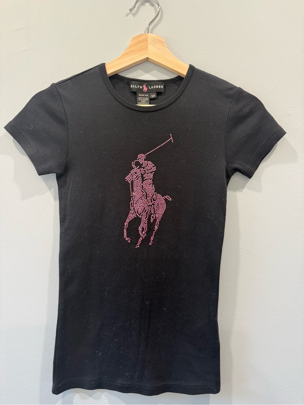 Limited RL Crystal Pink Pony Logo Tee. Size S